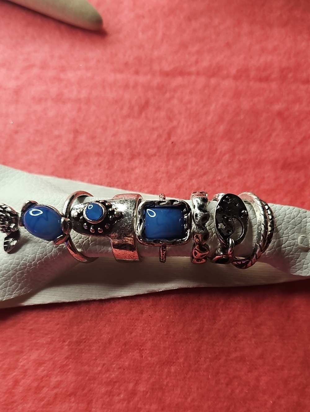 Free People Silver-Tone Bracelet with Blue Glass Beads